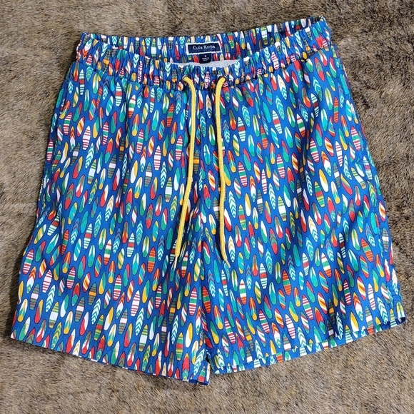 Club Room Men's Surfboard Print Blue Swim Quick Dry Shorts Small - Picture 2 of 8